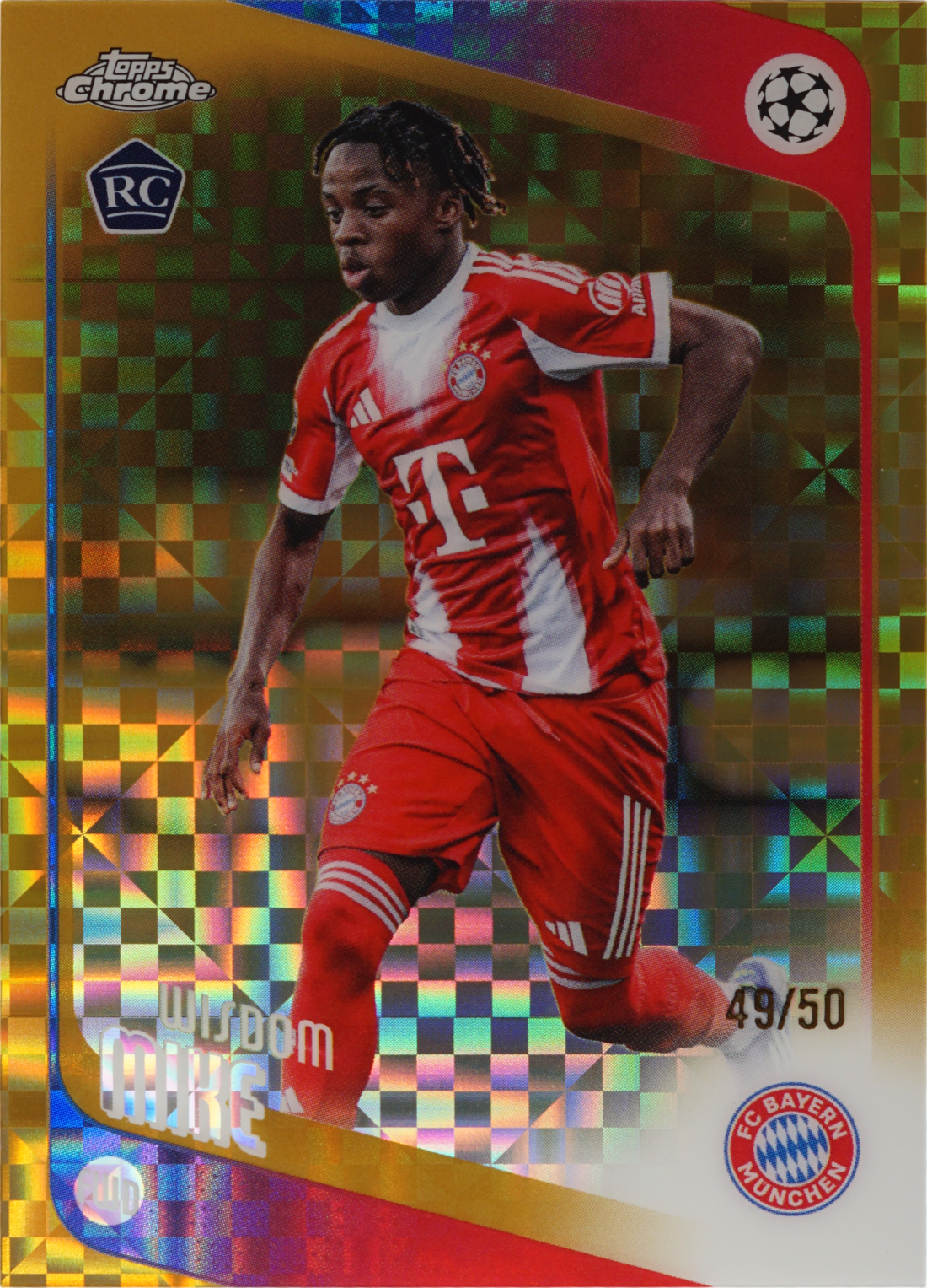 Object Card Pack Wisdom Mike · 2025 Topps Chrome UCC Gold Geometric Refractor · #49/50 ...