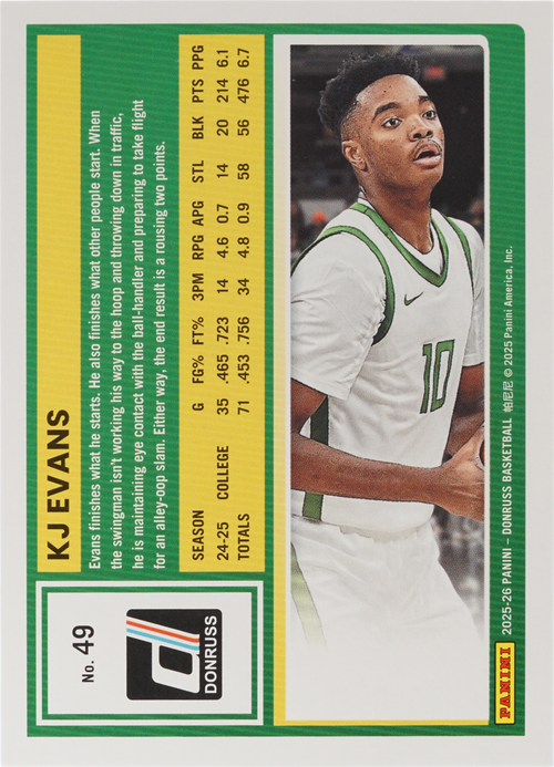 KJ Evans trading card