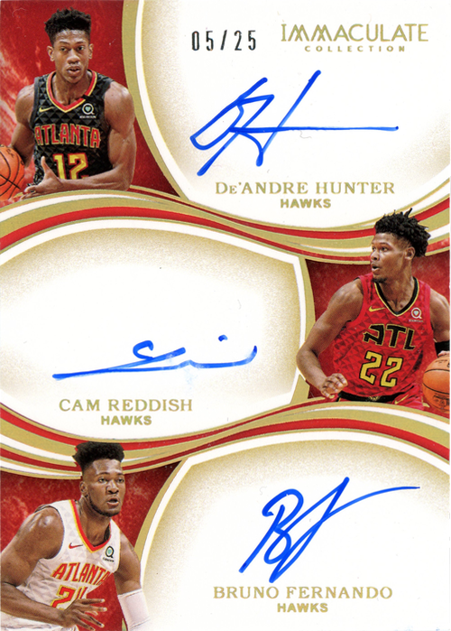De'Andre Hunter/Cam Reddish/Bruno Fernando trading card