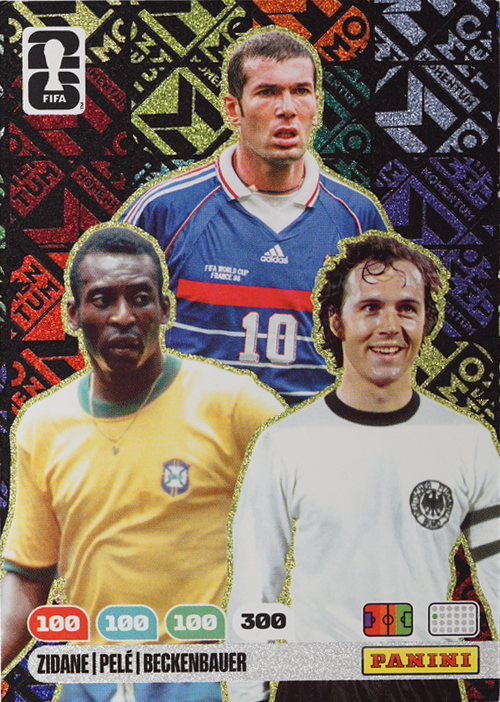Zinédine Zidane/Pelé/Beckenbauer trading card